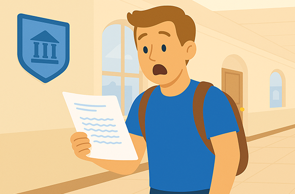 A student reading a shocking resume