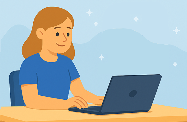 A girl preparing to write an essay for a college application
