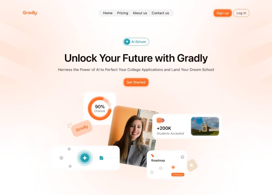 An early version of Gradly's homepage